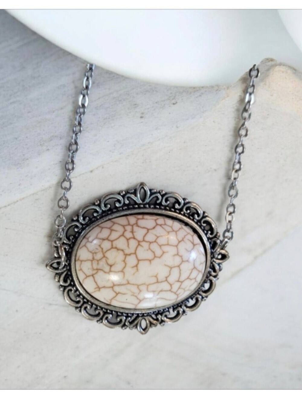 Silver Tone & White Stone Look Necklace π₯3βfor $24π₯